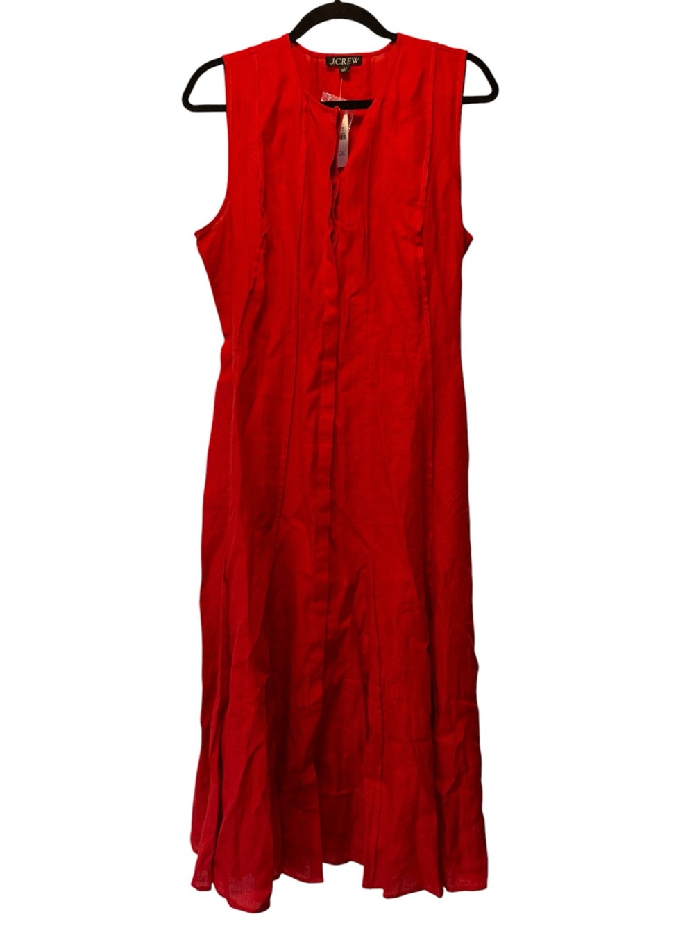 J Crew Seamed Linen Dress with Removable Belt in Red Arroyo Size Large NWT - Picture 5 of 16